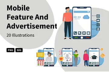 Mobile Feature And Advertisement Illustration Pack