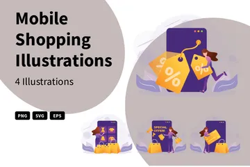 Mobile Shopping Illustration Pack