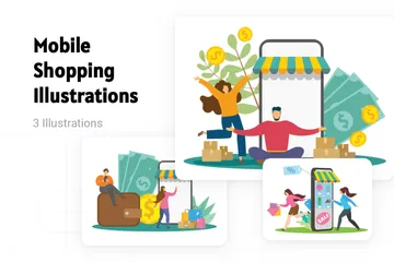 Mobile Shopping Illustration Pack