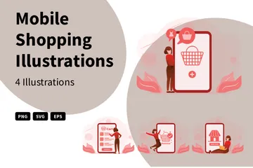 Mobile Shopping Illustration Pack