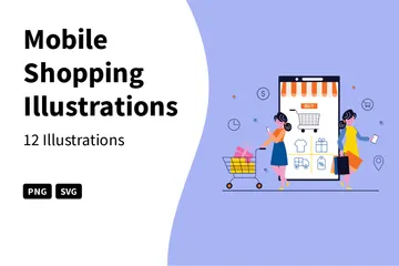 Mobile Shopping Illustration Pack