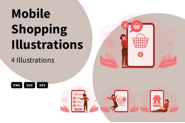 Mobiles Einkaufen Illustrationspack