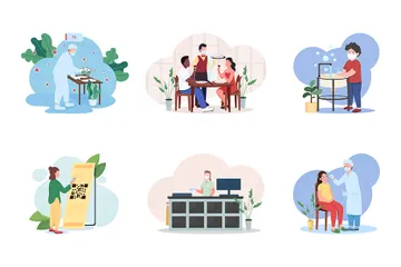 Mode de vie pendant la pandémie Pack d'Illustrations