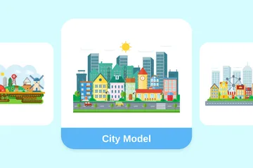 Modelo de cidade Pacote de Ilustrações