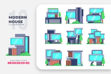 Modern House Illustration Pack