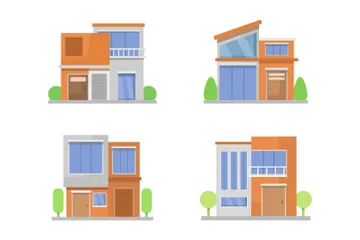 Modern House Buildings Illustration Pack