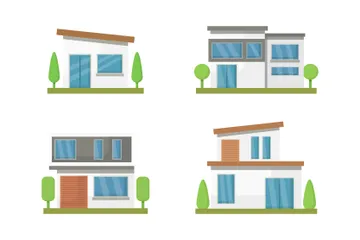 Modern House Buildings Illustration Pack
