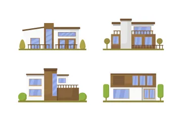 Modern House Buildings Illustration Pack