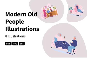 Modern Old People Illustration Pack
