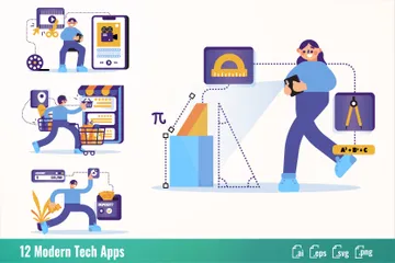 Modern Tech Apps Illustration Pack