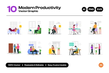 Moderne Produktivität Illustrationspack