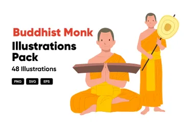 Moine bouddhiste Pack d'Illustrations