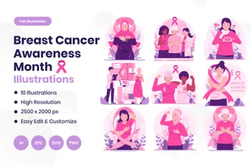 Mois de la sensibilisation au cancer du sein Pack d'Illustrations