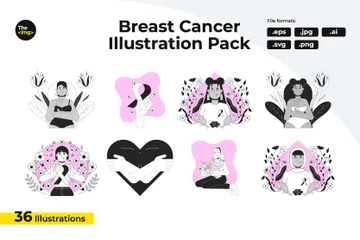 Mois de la sensibilisation au cancer du sein Pack d'Illustrations