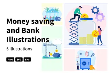 Money Saving And Bank Illustration Pack