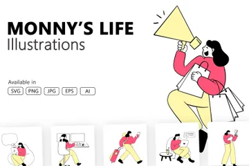 Monny's Life Illustration Pack