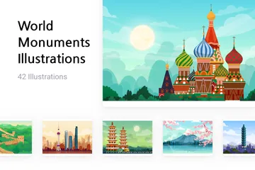 Monumentos Mundiais Pacote de Ilustrações