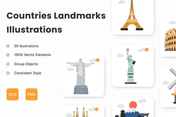 Monuments des pays du monde Pack d'Illustrations