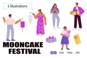 Mooncake Festival Illustration Pack