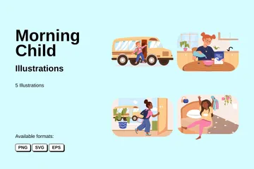 Morning Child Illustration Pack