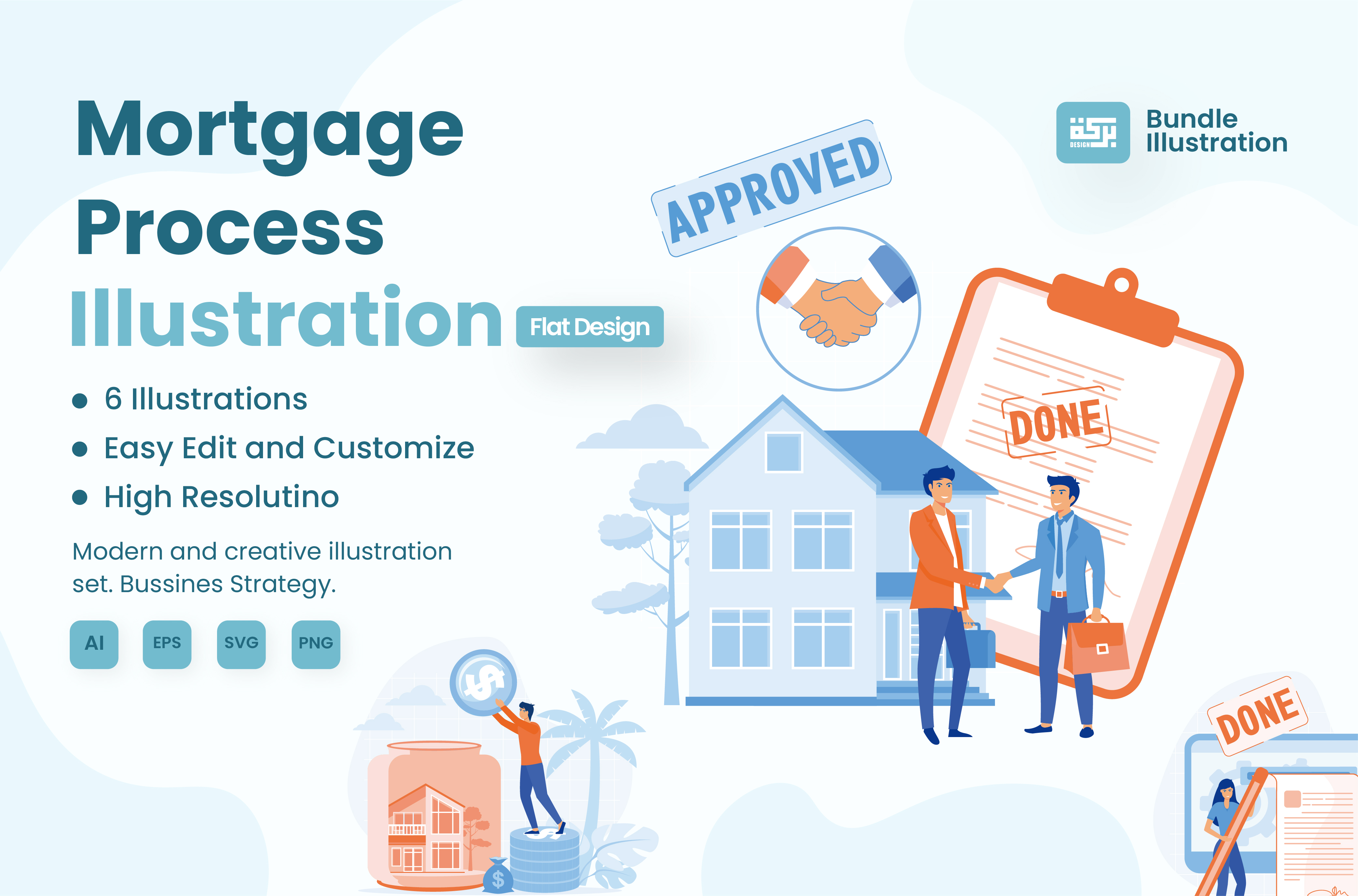 Premium Mortgage Process Illustration pack from Business Illustrations