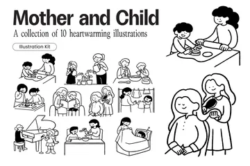 Mother And Child Illustration Pack