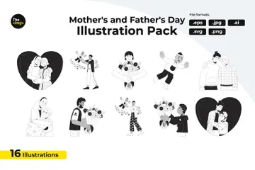 Mother Father Kids Illustration Pack
