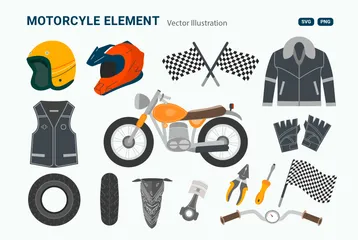 Motorrad-Biker-Element Illustrationspack