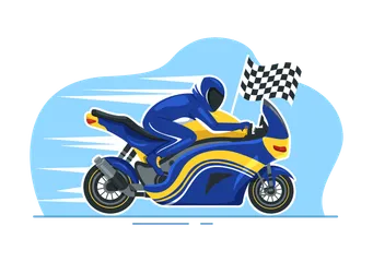 Motorradrennen Illustrationspack