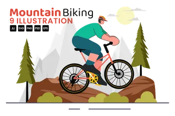 Mountain Biking Illustration Pack