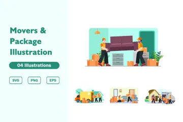 Movers And Package Illustration Pack