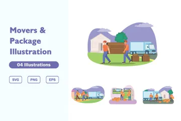 Movers And Package Illustration Pack