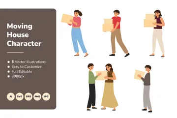 Moving House Character Illustration Pack