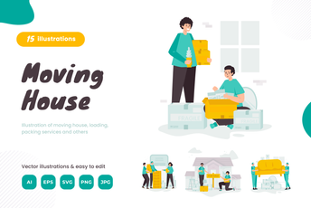Moving House Preparation Illustration Pack