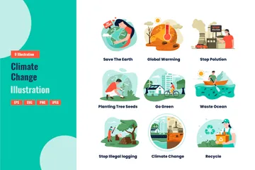 Das Alterações Climáticas Pacote de Ilustrações