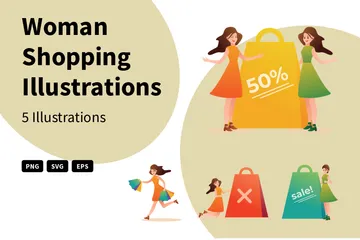 Mujer de compras Paquete de Ilustraciones