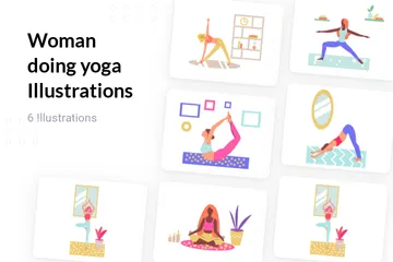 Mujer haciendo yoga Paquete de Ilustraciones