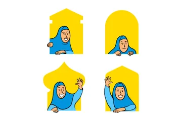 Mujer musulmana Paquete de Ilustraciones