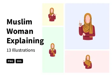 Mujer musulmana explicando Paquete de Ilustraciones