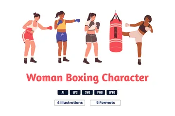 Personaje de boxeo de mujer Paquete de Ilustraciones