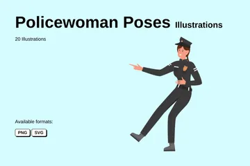 Poses de mujer policía Paquete de Ilustraciones