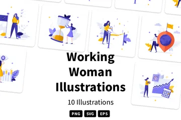 Mujer trabajadora Paquete de Ilustraciones