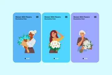 Mujeres con flores Paquete de Ilustraciones