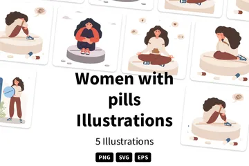 Mujeres con pastillas Paquete de Ilustraciones