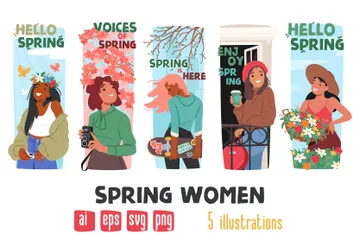 Mujeres de primavera Paquete de Ilustraciones