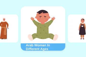 Mulher árabe em diferentes idades Pacote de Ilustrações