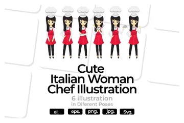 Mulher chef italiana Illustration Pack