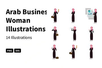 Mulher de negócios árabe Pacote de Ilustrações