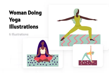 Mulher fazendo ioga Pacote de Ilustrações