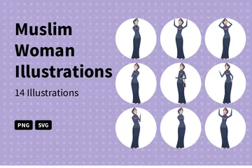 Mulher Muçulmana Pacote de Ilustrações
